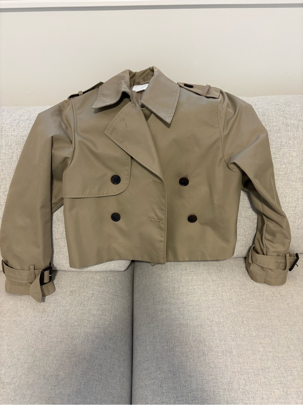 H&M Cropped Trench Coat - Tan- like NEW! - Picture 3 of 6